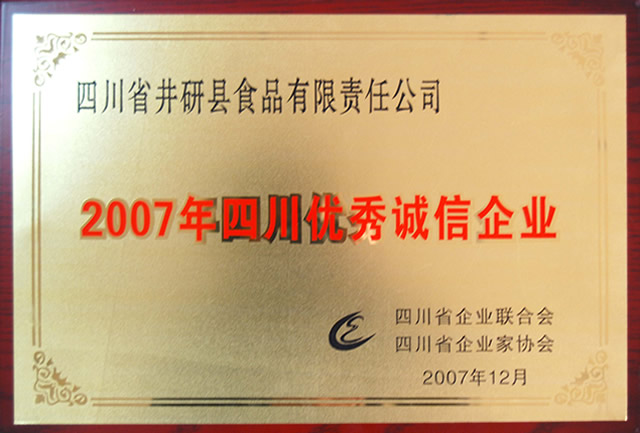 2007年四川優秀誠信企業